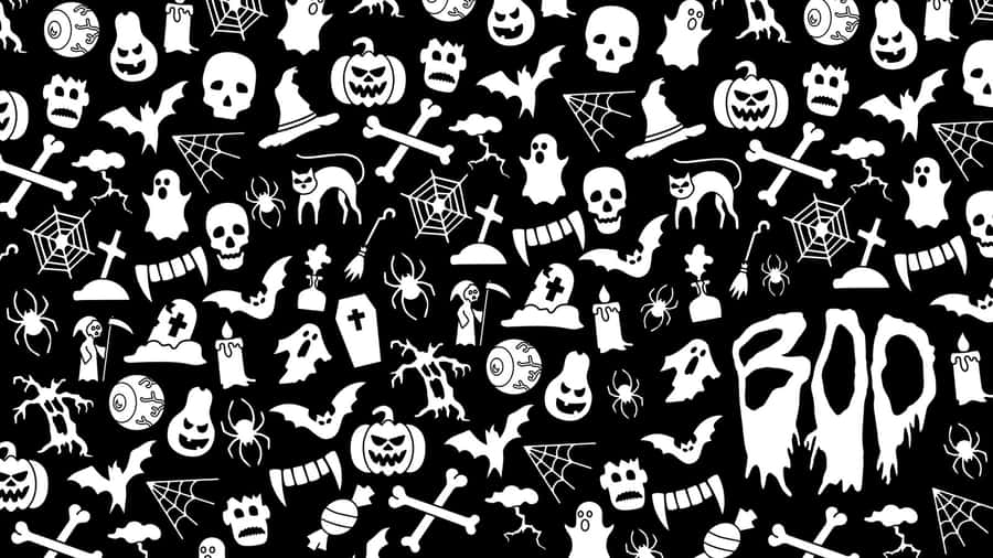 Dark Cute Halloween Symbols Wallpaper