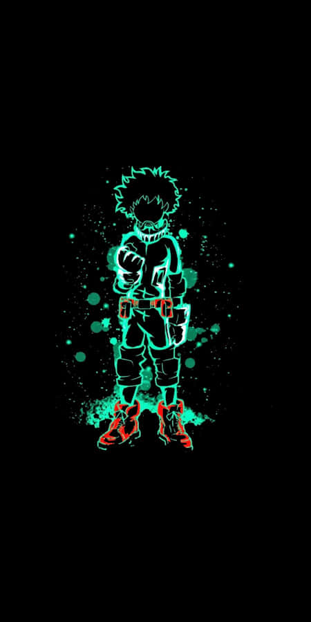 Dark Deku Glowing Outline Art Wallpaper