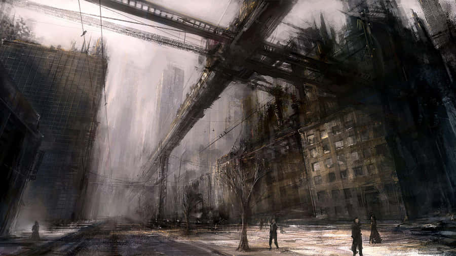 Dark Dystopian Cityscape Wallpaper