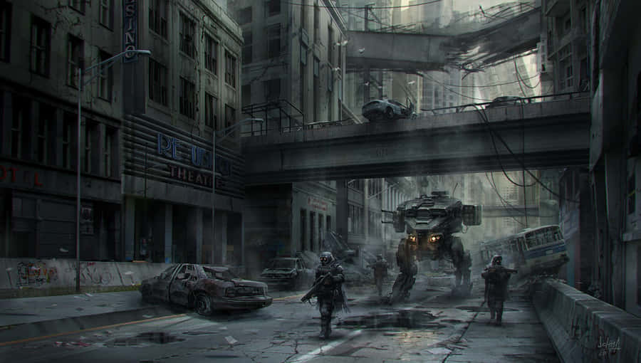 Dark Dystopian Cityscape Wallpaper