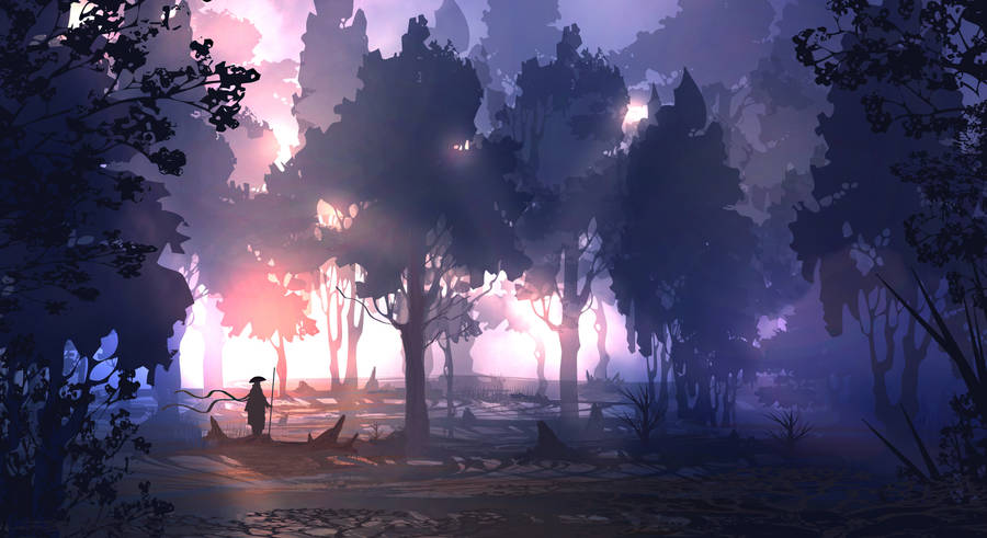 Dark Forest Digital Art Wallpaper