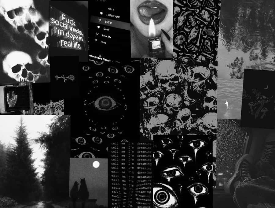 Dark_ Gothic_ Aesthetic_ Collage Wallpaper