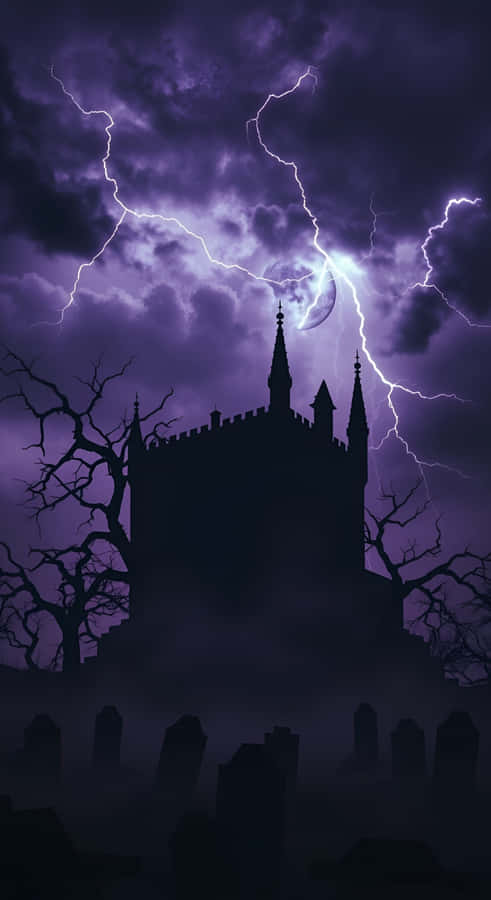 Dark Gothic Castle Lightning Wallpaper