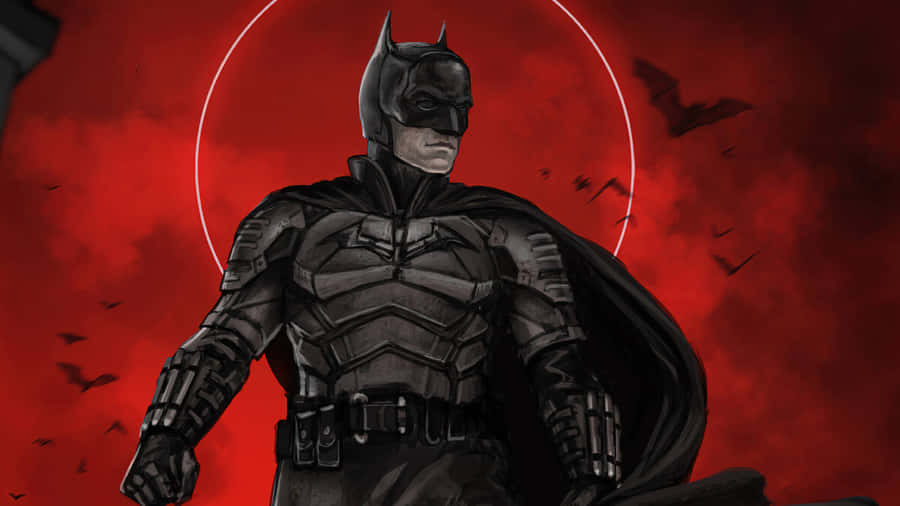Dark Knight Red Sky Batman Illustration Wallpaper