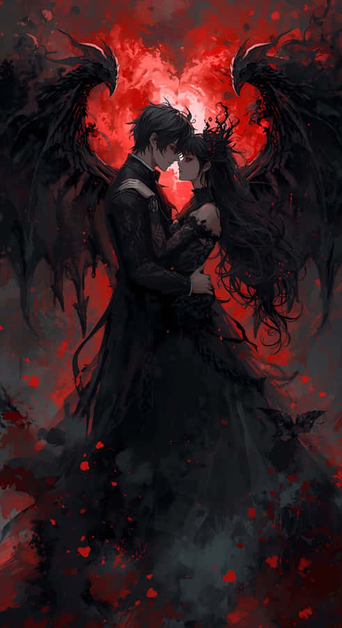 Dark Lovers Embrace Wallpaper