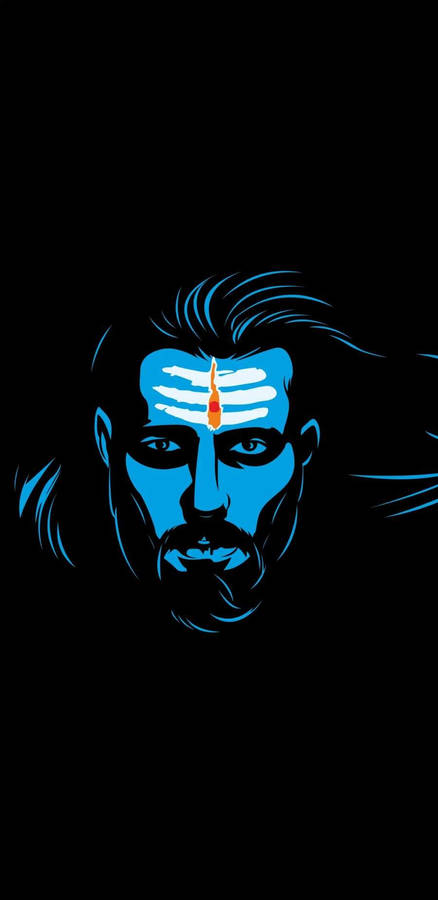 Dark Mahadev In Blue With Forehead Symbol Hd Wallpaper