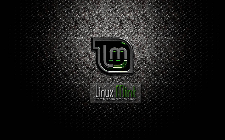 Dark Operating System Linux Mint Logo On Metal Wallpaper