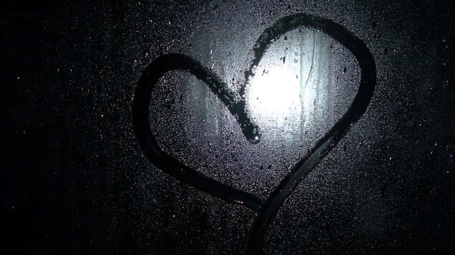 Dark Romance Heart On Foggy Glass Wallpaper