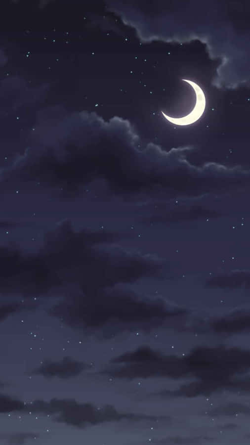 Dark Skies With Scattered Stars Over A Serene Landscape Wallpaper