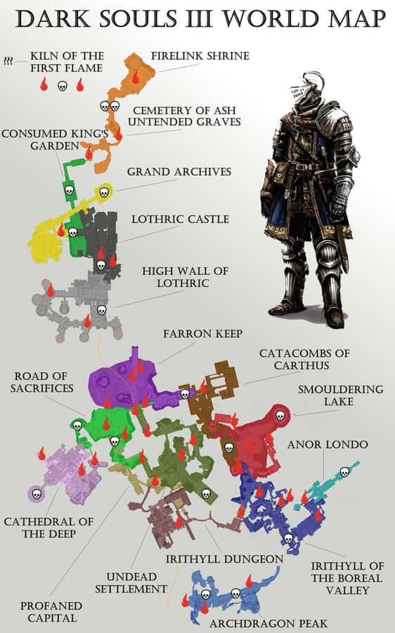 Dark Souls I I I World Mapand Knight Wallpaper