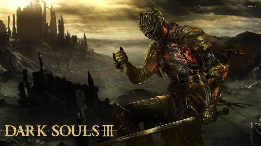Dark Souls Iii Flaming Knight Cover Wallpaper