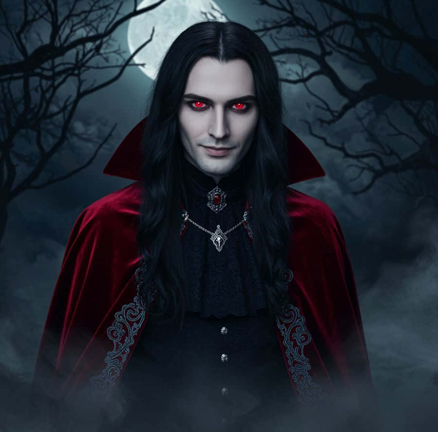 Dark Vampire With Red Eyes Wallpaper