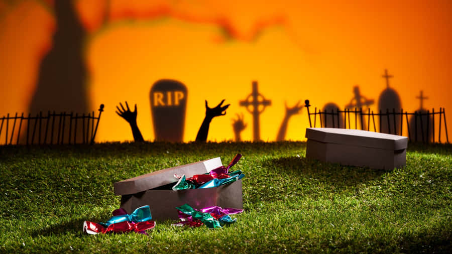 Dark Yet Spooky Halloween Coffins Wallpaper