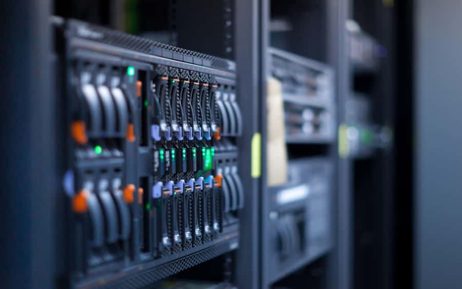 Data Center Server Rack Closeup Wallpaper