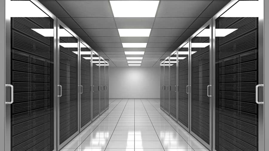 Data Center Server Room Symmetry Wallpaper