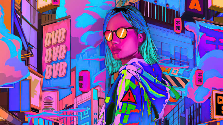 Dazzling Hyperbolic Neon Colors Abstract Art Wallpaper