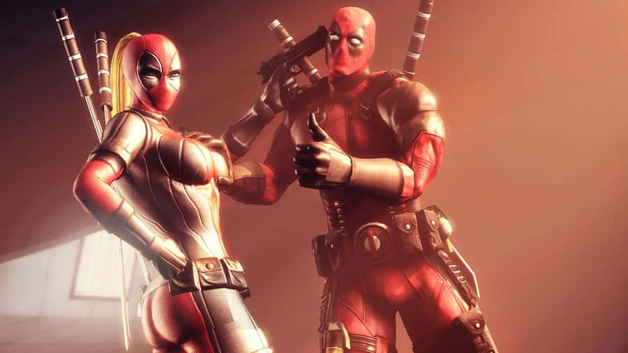 Deadpool And Lady Deadpool - A Dynamic Duo Wallpaper