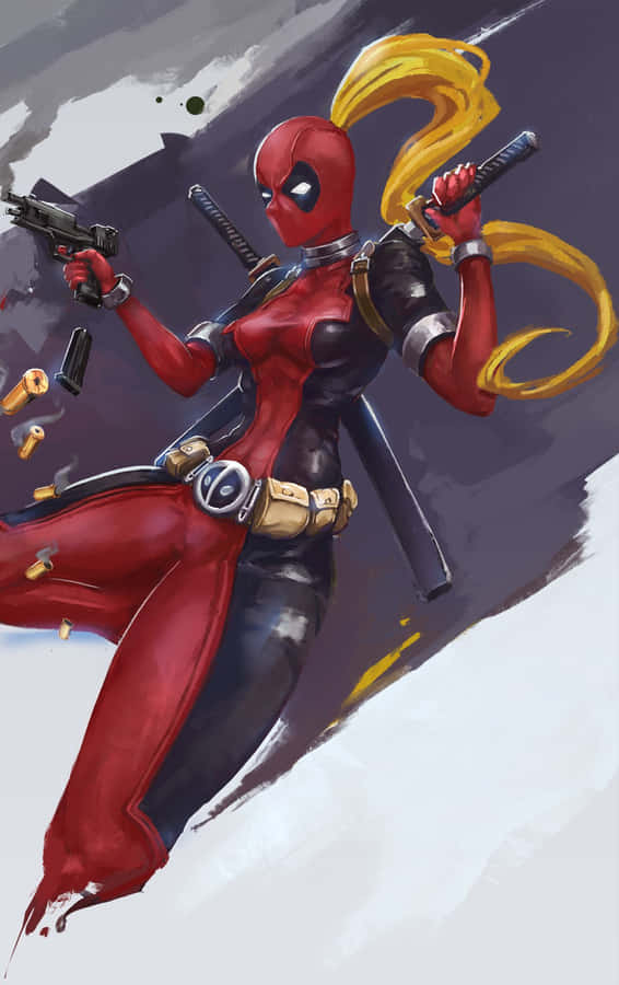 Deadpool And Lady Deadpool: A Dynamic Superhero Duo Wallpaper
