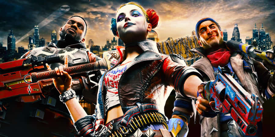 Deadshot_ Harley_ Quinn_ City_ Backdrop Wallpaper