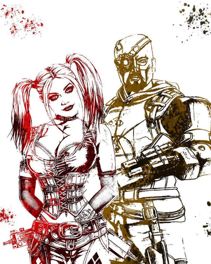 Deadshot Harley Quinn Comic Artwork Wallpaper