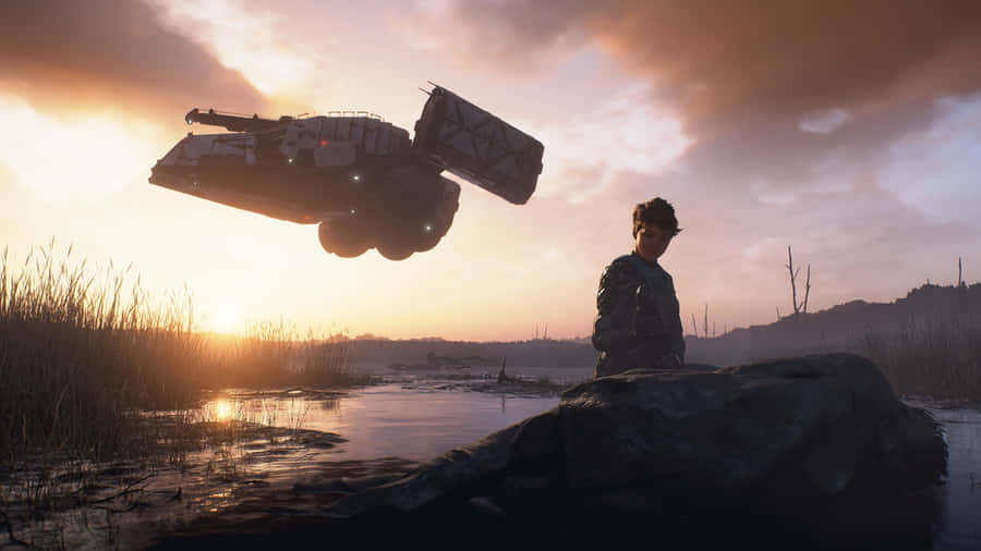 Death Stranding 2 Epic Sunset Scene Wallpaper