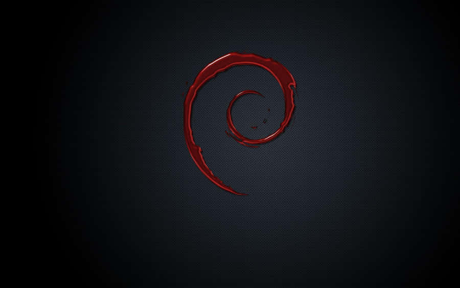 Debian Red Swirl Logo Dark Background Wallpaper