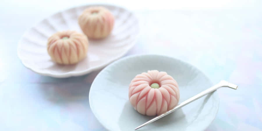 Delectable Japanese Sweets On A Platter Wallpaper