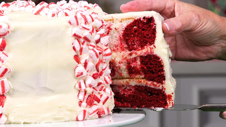 Delectable Red Velvet Cake With Cream Cheese Frosting Wallpaper