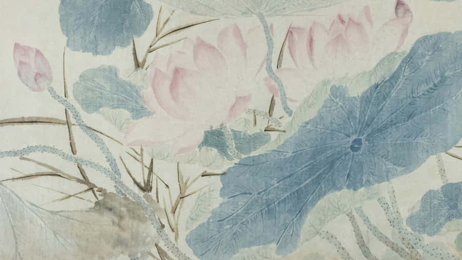 Delicate Lotus Watercolor Art Wallpaper