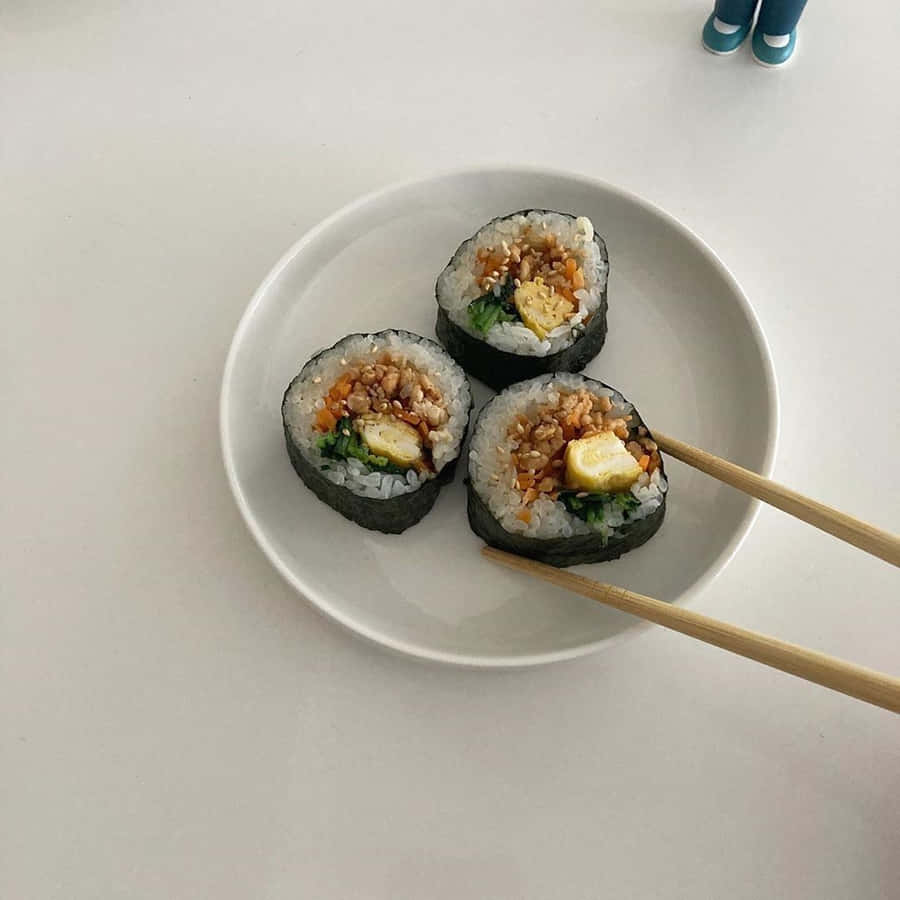 Delicious Minimalist Food On Table Wallpaper