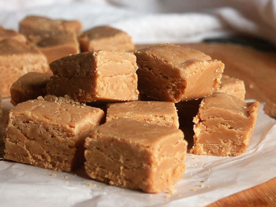 Delicious Penuche Fudge With Nuts Close-up Wallpaper