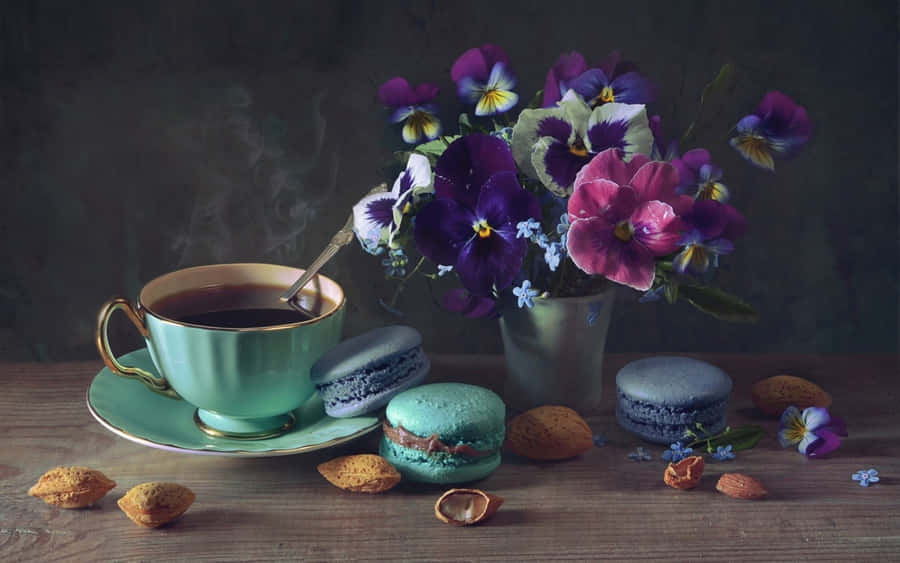 Delicious Spring-themed Dessert Platter Wallpaper