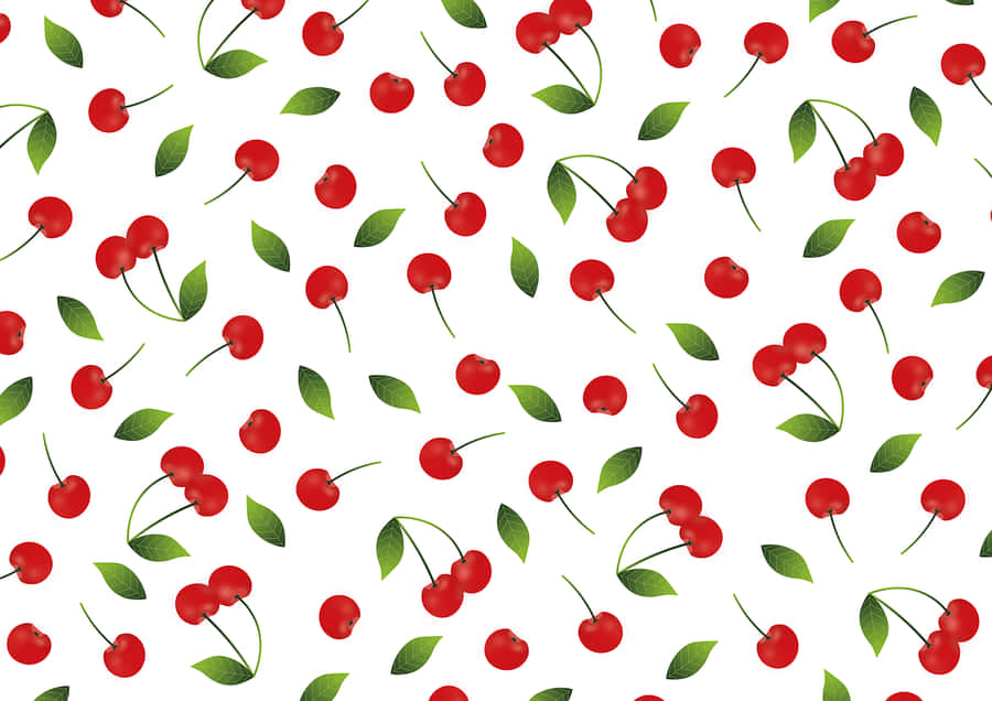 Delightful Red Cherries On A White Background Wallpaper