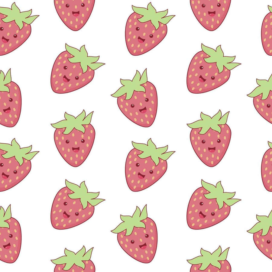 Delightfully Sweet - Pastel Cute Strawberry With Happy Face Wallpaper