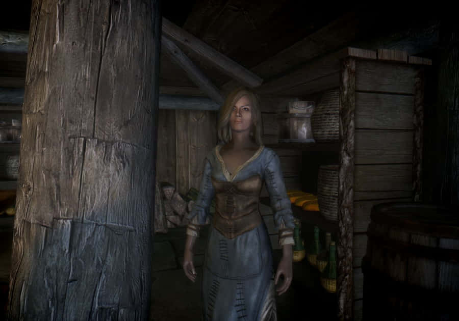 Delphine, A Blade In Skyrim, Prepares For Battle In An Ancient Nordic Environment Wallpaper