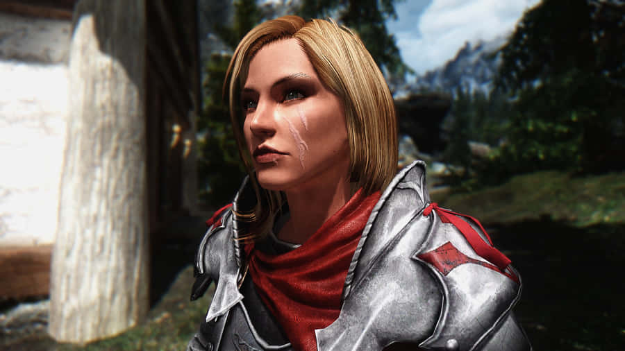 Delphine Preparing For Battle In Skyrim Wallpaper
