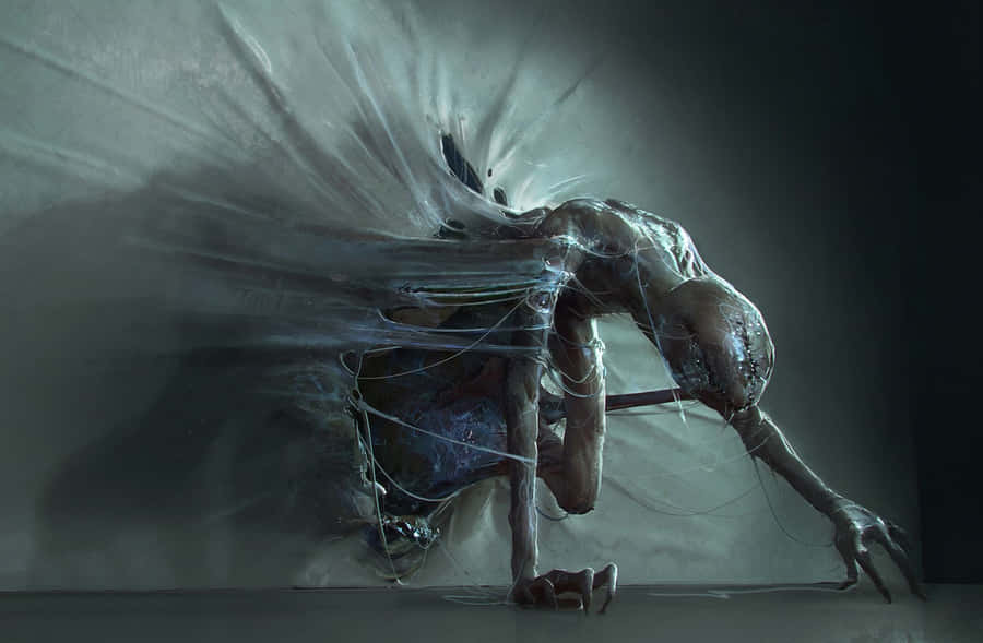 Demogorgon Sticking Out From The Wall Stranger Things Wallpaper