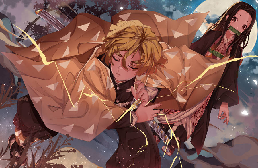 Demon Slayer 4k Zenitsu Nezuko Wallpaper