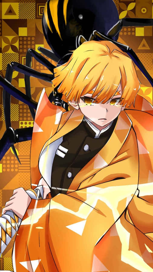 Demon Slayer Anime Zennitzu And Black Spider Wallpaper