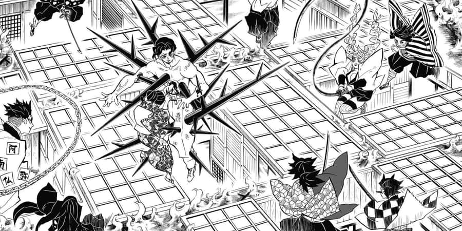 Demon Slayer Manga Battle Scene Wallpaper