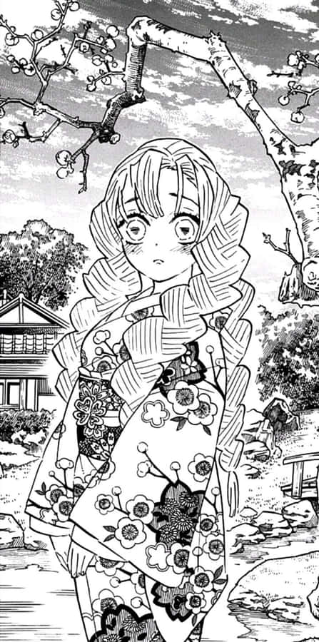 Demon Slayer Manga Characterin Kimono Wallpaper
