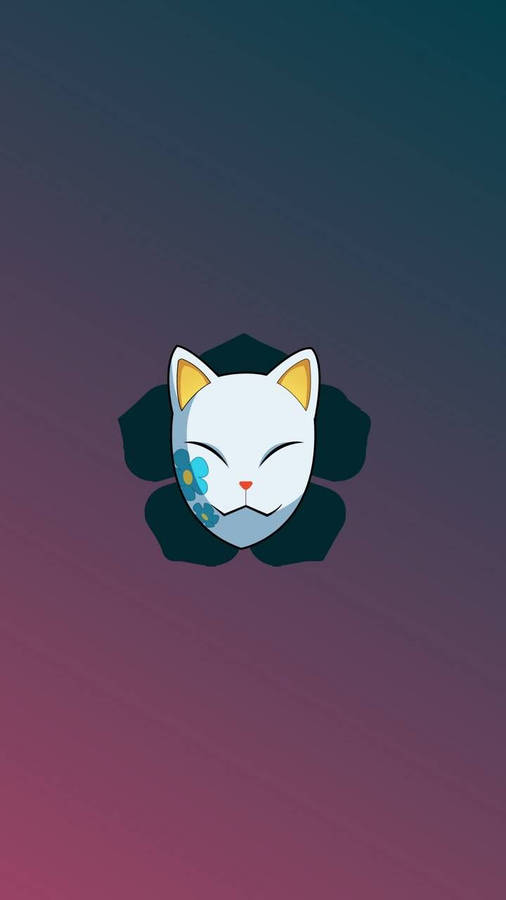 Demon Slayer Mask With Blue Flower Wallpaper