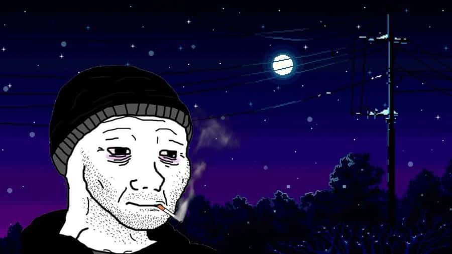 Depressed Face Meme Night Wallpaper