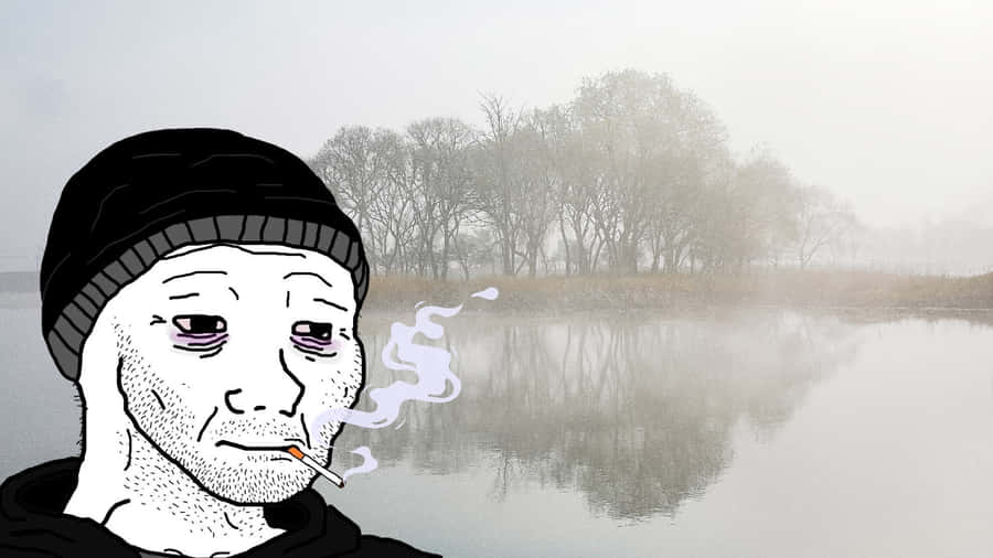 Depressed Face Meme Smoking Wallpaper