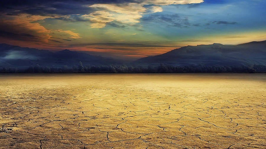 Desert At Sunset Painting Wallpaper