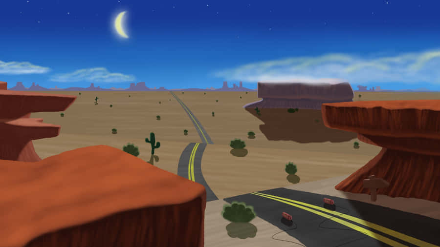 Desert Cartoon Road Wallpaper