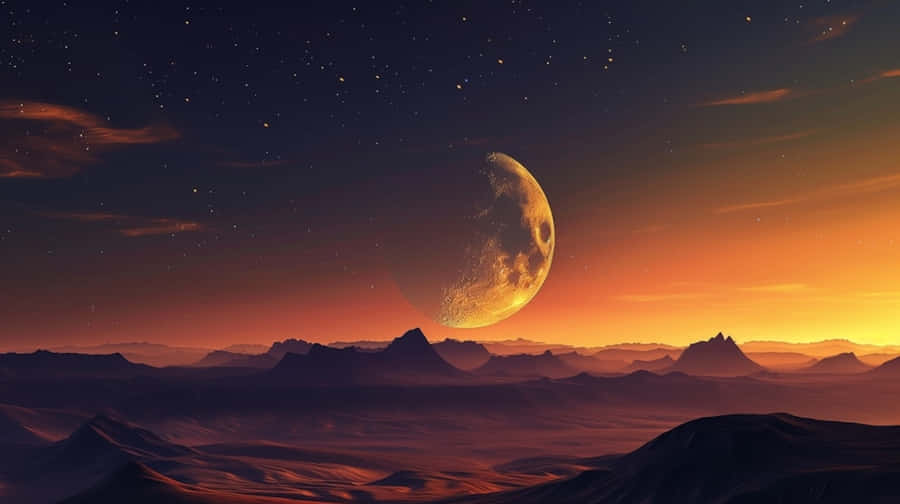 Desert_ Moonrise_ Scene Wallpaper