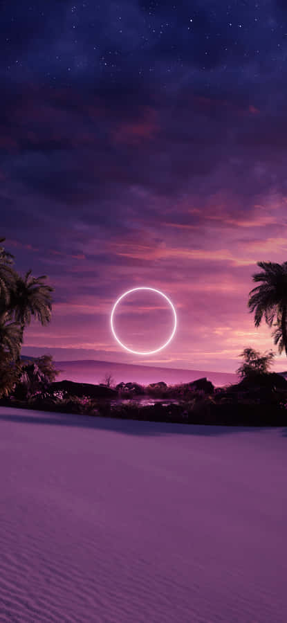 Desert_ Night_ Skyline_with_ Halo Wallpaper