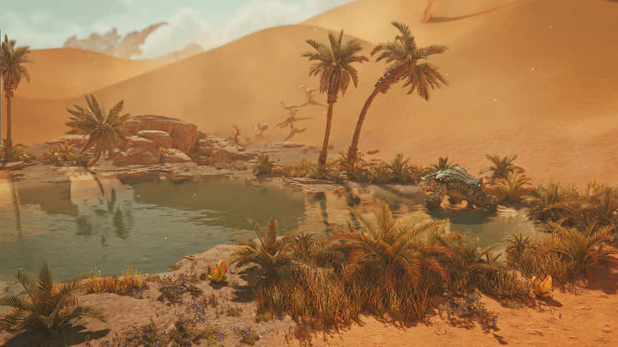 Desert Oasis Exploration Wallpaper