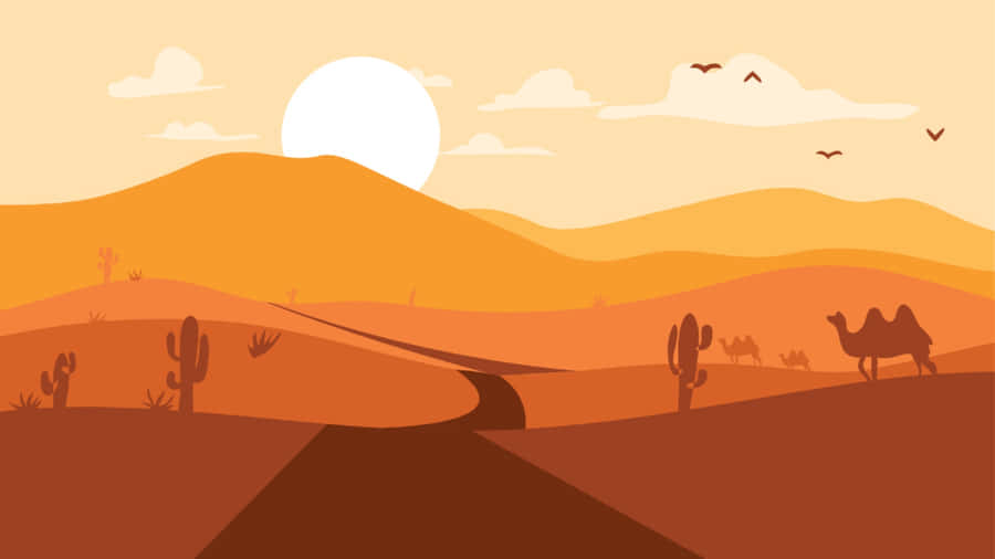 Desert Road At Sunset Wallpaper